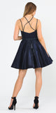 Embellished Waist with Pockets Homecoming Short Dress Navy Blue