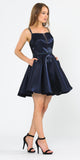 Embellished Waist with Pockets Homecoming Short Dress Navy Blue