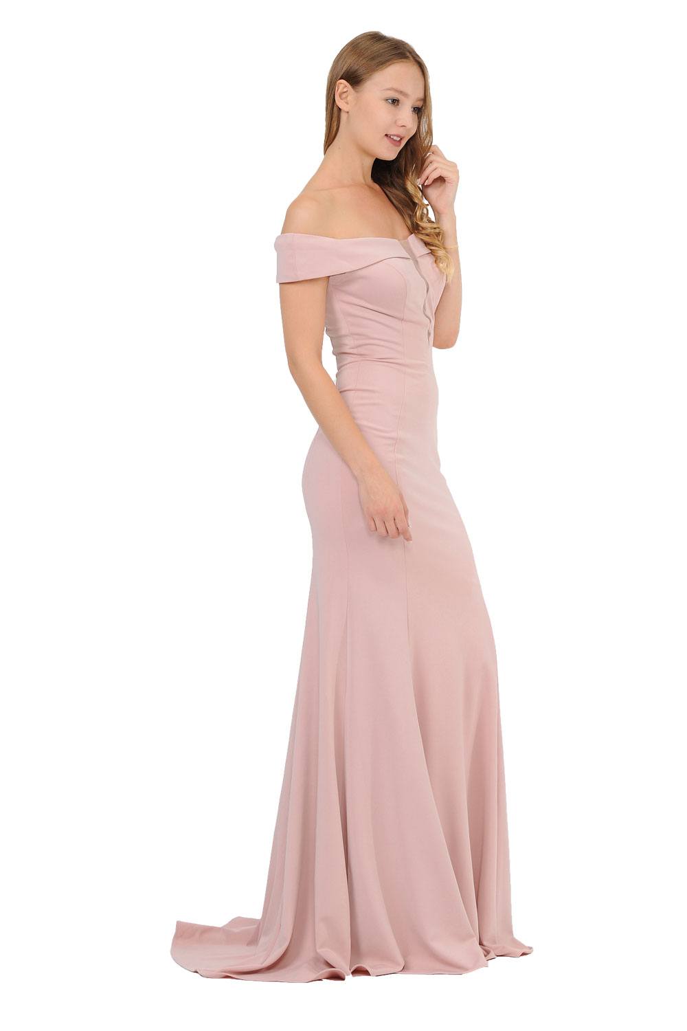 Off-Shoulder Mauve Long Formal Dress with Sheer Cut-Out Bodice