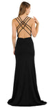Poly USA 8468 Black Long Prom Dress with Strappy Open-Back