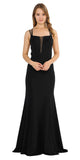 Poly USA 8468 Black Long Prom Dress with Strappy Open-Back