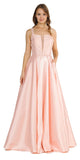 Blush A-Line Long Prom Dress Strappy Back