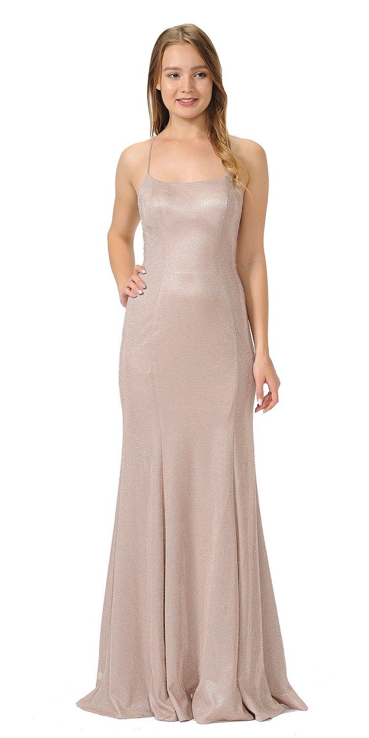 Rose Mermaid Style Glitter Long Prom Dress