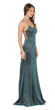 Teal Mermaid Style Glitter Long Prom Dress