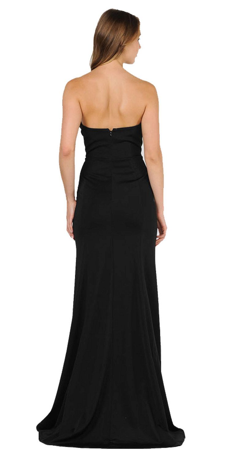 Black Strapless Long Prom Dress with Sheer Cut-Out