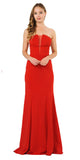 Red Strapless Long Prom Dress with Sheer Cut-Out