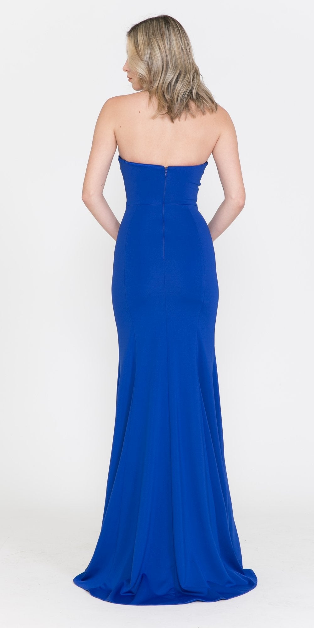 Poly USA 8488 Strapless Long Dress with Sheer Cut-Out