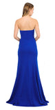 Royal Blue Strapless Long Prom Dress with Sheer Cut-Out