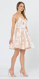Pink Printed Homecoming Short Dress with Spaghetti Straps 