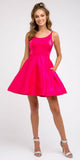 Caged-Back Homecoming Short Dress Fuchsia with Pockets