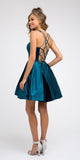 Caged-Back Homecoming Short Dress Teal with Pockets