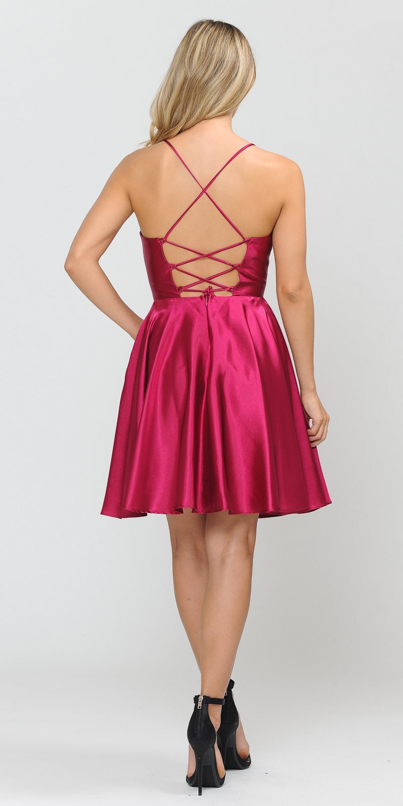 Poly USA 8542 Romper Style Short Homecoming Dress Magenta