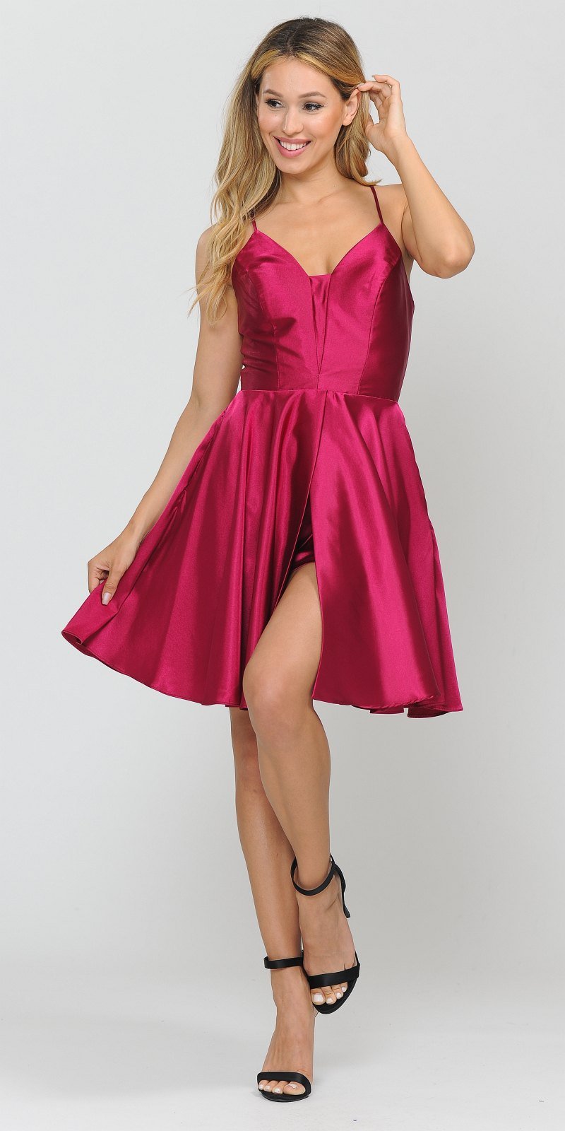 Poly USA 8542 Romper Style Short Homecoming Dress Magenta