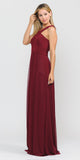 Burgundy A-Line Long Formal Dress Pleated Bodice