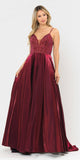 Poly USA 8576 Beaded Long Prom Dress with Pockets Burgundy