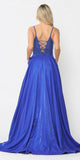 Poly USA 8576 Beaded Long Prom Dress with Pockets Royal Blue