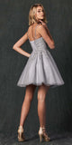 Juliet 857 Embroidered Top Short A-line Glitter Dress