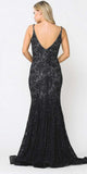 Beaded Lace Mermaid Style Long Prom Dress Black