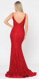 Beaded Lace Mermaid Style Long Prom Dress Red