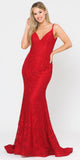 Beaded Lace Mermaid Style Long Prom Dress Red