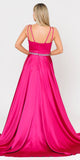 Fuchsia Romper Style Long Prom Dress with Pockets
