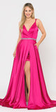 Fuchsia Romper Style Long Prom Dress with Pockets