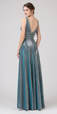 Eureka Fashion 8606 Green A-Line Metallic Long Prom Dress with Pockets