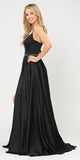 Black Romper Style Long Prom Dress with Pockets