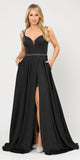Black Romper Style Long Prom Dress with Pockets