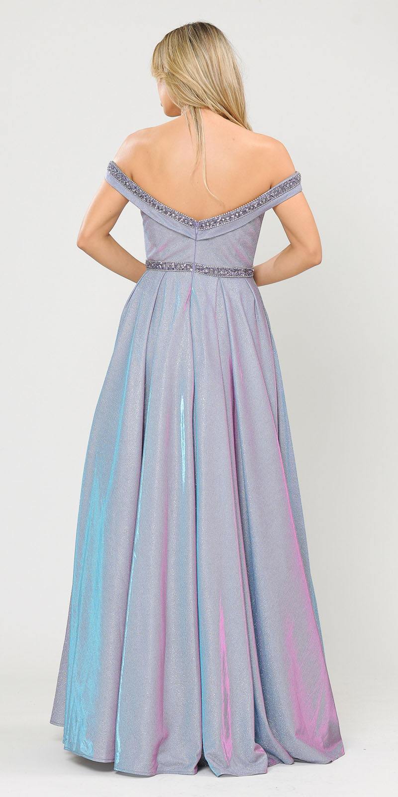 Poly USA 8664 Lavender Off-Shoulder Long Prom Dress with Pockets