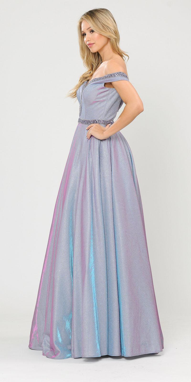 Poly USA 8664 Lavender Off-Shoulder Long Prom Dress with Pockets