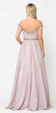 Poly USA 8664 Rose Gold Off-Shoulder Long Prom Dress with Pockets