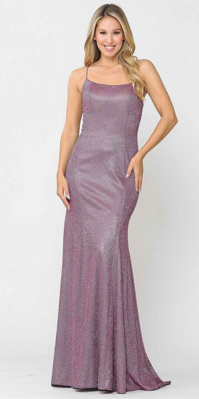 Poly USA 8666 Lace-Up Back Magenta Long Prom Dress