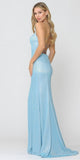 Poly USA 8668 Blue Mermaid Style Long Prom Dress with Spaghetti Straps