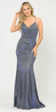 Poly USA 8668 Royal Blue Mermaid Style Long Prom Dress with Spaghetti Straps