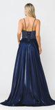 Navy Blue Long Prom Dress Embellished with Pockets