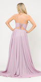 Lace-Up Back Romper Style Long Prom Dress Pink/Silver