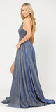 Lace-Up Back Romper Style Long Prom Dress Royal Blue