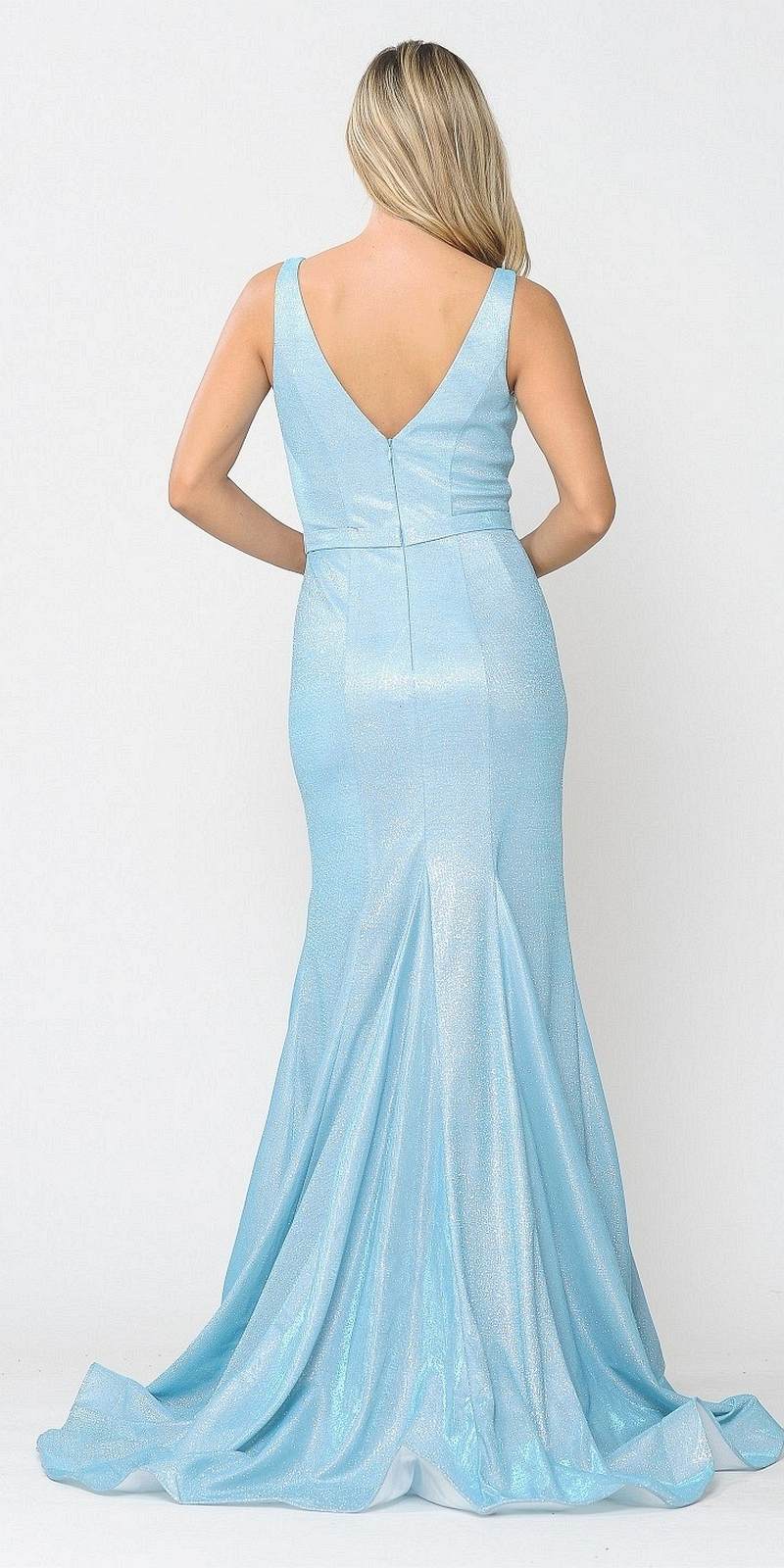 Poly USA 8704 Blue Mermaid Style Long Prom Dress Sleeveless