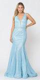 Poly USA 8704 Blue Mermaid Style Long Prom Dress Sleeveless