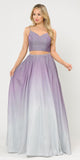 Ombre Two-Piece Long Prom Dress with Pockets Lilac
