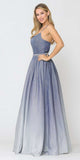 Poly USA 8708 Prom Ball Gown Criss-Cross Back with Pockets Blue
