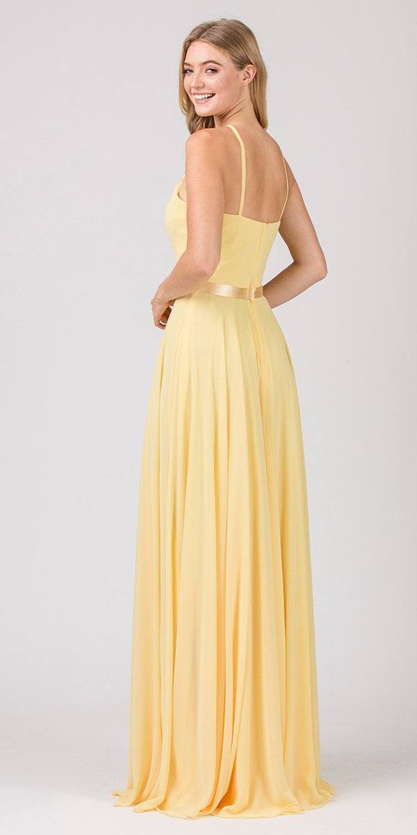 A-Line Long Halter Style Formal Dress Yellow
