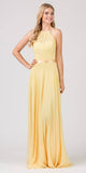 A-Line Long Halter Style Formal Dress Yellow