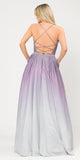 Lavender Lace-Up Back Ombre Prom Ball Gown with Pockets
