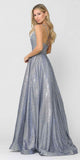 Long Glitter Prom Dress with Pockets Royal Blue