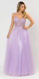 Poly USA 8718 Lilac Embellished Bodice Long Prom Dress