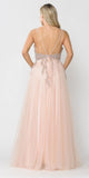 Poly USA 8718 Rose Gold Embellished Bodice Long Prom Dress