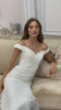 Cinderella Divine CD929 Fitted Off The Shoulder Bridal Gown Floral Lace Applique