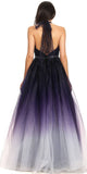 Halter Style Prom Ball Gown Navy Blue/Ombre